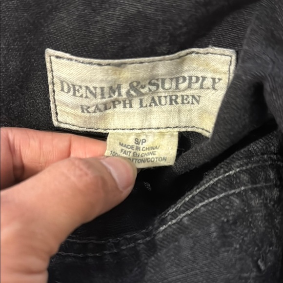 Ralph Lauren Denim Supply Distressed Black Jean Denim Vest American Flag Size - Picture 6 of 6